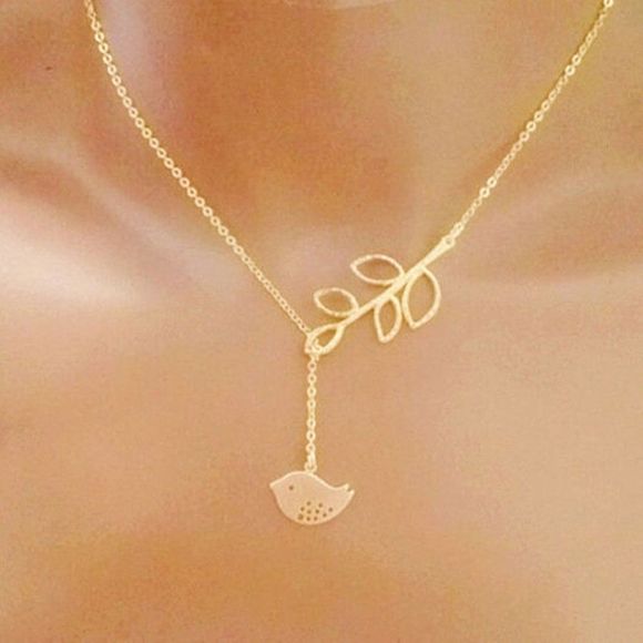 LA Style Jewelry - 🎅🏻 Golden Dove and Olive Branch Necklace